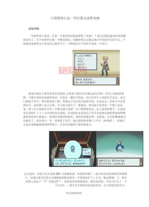 口袋妖怪白金攻略哪里有？这份攻略让你轻松通关！