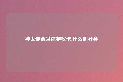 神鬼传奇媒体特权卡,什么叫社会
