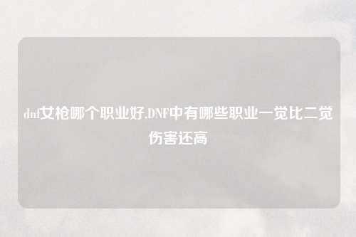 dnf女枪哪个职业好,DNF中有哪些职业一觉比二觉伤害还高