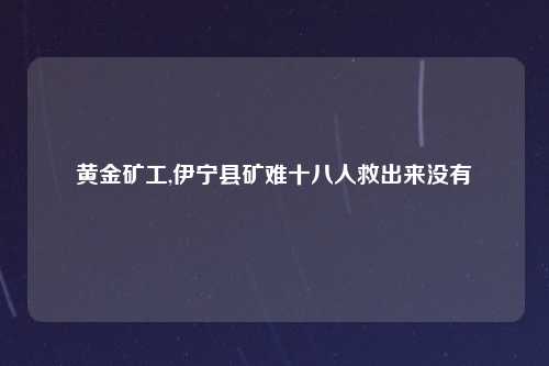 黄金矿工,伊宁县矿难十八人救出来没有