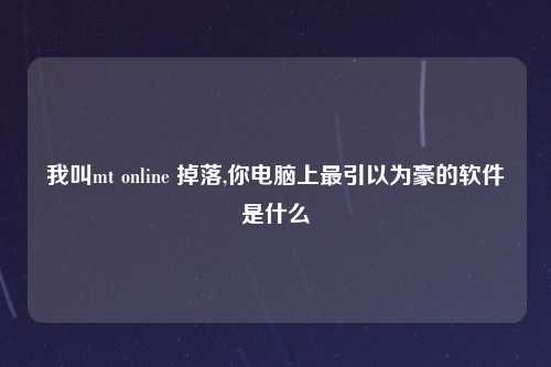 我叫mt online 掉落,你电脑上最引以为豪的软件是什么