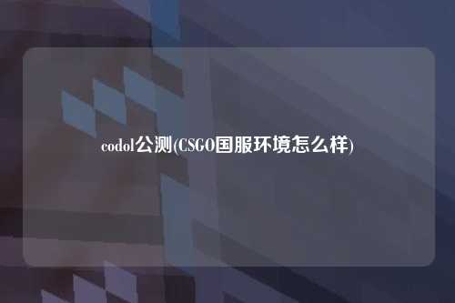 codol公测(CSGO国服环境怎么样)