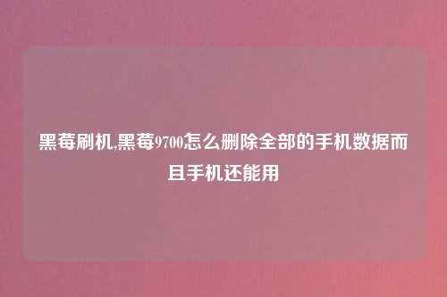黑莓刷机,黑莓9700怎么删除全部的手机数据而且手机还能用