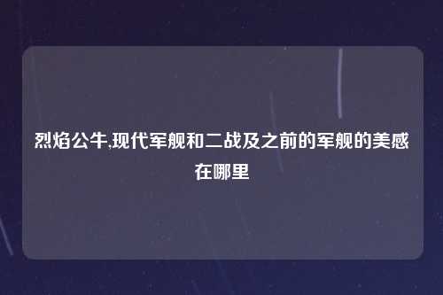 烈焰公牛,现代军舰和二战及之前的军舰的美感在哪里