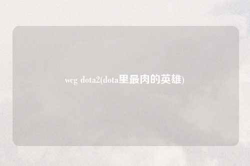 wcg dota2(dota里最肉的英雄)
