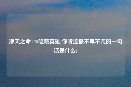 净天之命1.75隐藏英雄(你听过最不卑不亢的一句话是什么)