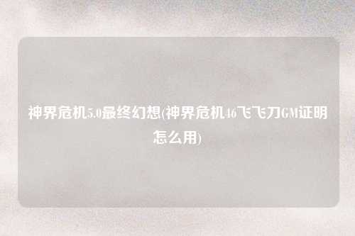 神界危机5.0最终幻想(神界危机46飞飞刀GM证明怎么用)