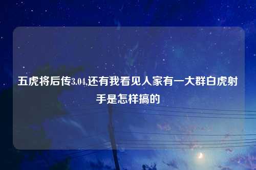 五虎将后传3.04,还有我看见人家有一大群白虎射手是怎样搞的