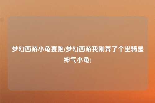 梦幻西游小龟赛跑(梦幻西游我刚弄了个坐骑是神气小龟)