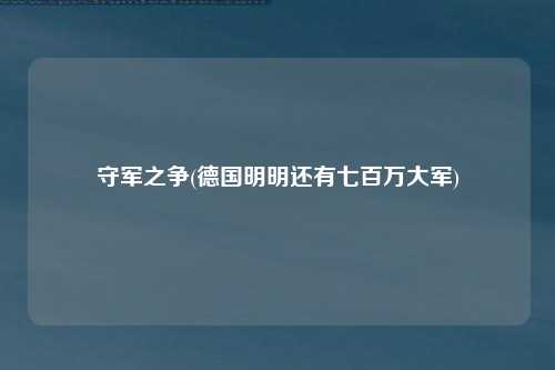 守军之争(德国明明还有七百万大军)