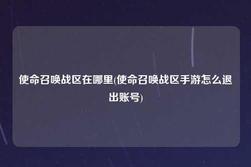 使命召唤战区在哪里(使命召唤战区手游怎么退出账号)