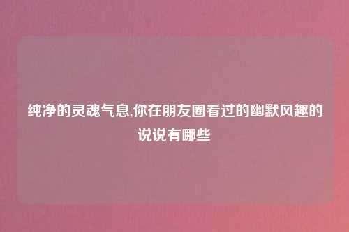 纯净的灵魂气息,你在朋友圈看过的幽默风趣的说说有哪些