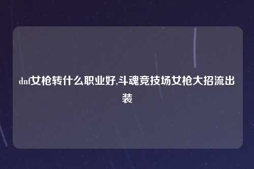 dnf女枪转什么职业好,斗魂竞技场女枪大招流出装