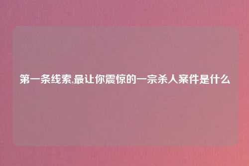 第一条线索,最让你震惊的一宗杀人案件是什么
