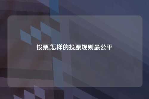 投票,怎样的投票规则最公平