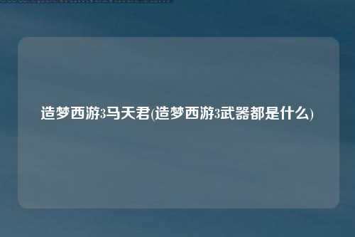 造梦西游3马天君(造梦西游3武器都是什么)