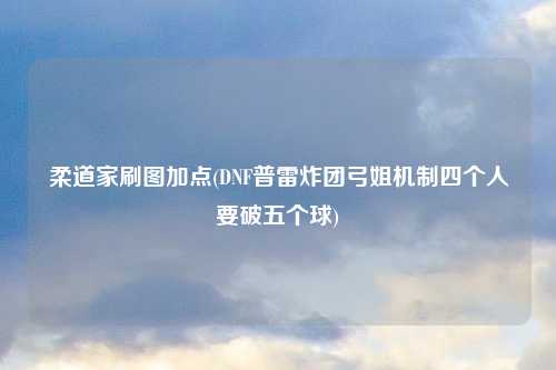 柔道家刷图加点(DNF普雷炸团弓姐机制四个人要破五个球)