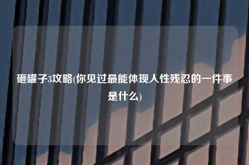 砸罐子3攻略(你见过最能体现人性残忍的一件事是什么)