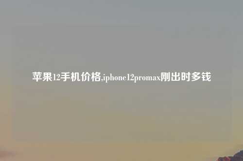 苹果12手机价格,iphone12promax刚出时多钱