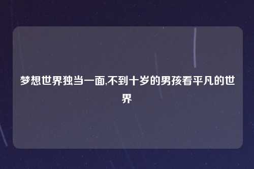 梦想世界独当一面,不到十岁的男孩看平凡的世界