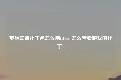 英雄联盟补丁包怎么用(steam怎么查看游戏的补丁)