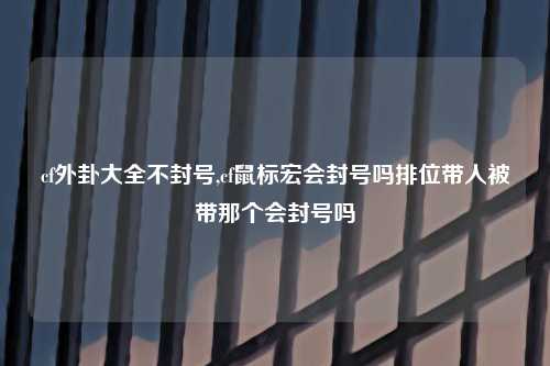 cf外卦大全不封号,cf鼠标宏会封号吗排位带人被带那个会封号吗