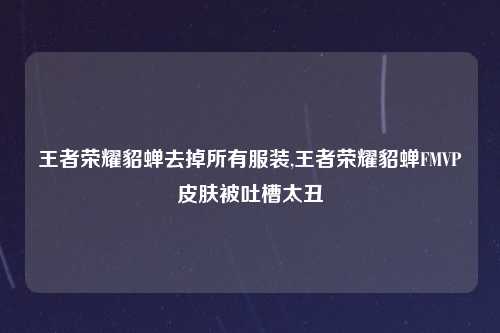 王者荣耀貂蝉去掉所有服装,王者荣耀貂蝉FMVP皮肤被吐槽太丑