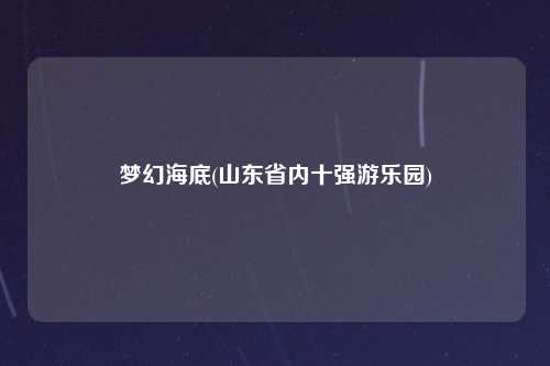 梦幻海底(山东省内十强游乐园)