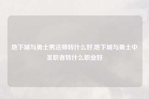 地下城与勇士男法师转什么好,地下城与勇士中圣职者转什么职业好