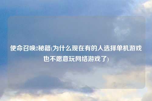 使命召唤2秘籍(为什么现在有的人选择单机游戏也不愿意玩网络游戏了)