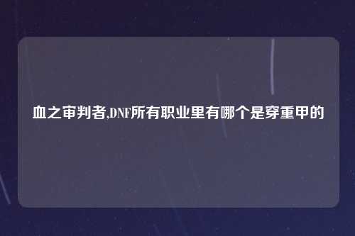 血之审判者,DNF所有职业里有哪个是穿重甲的