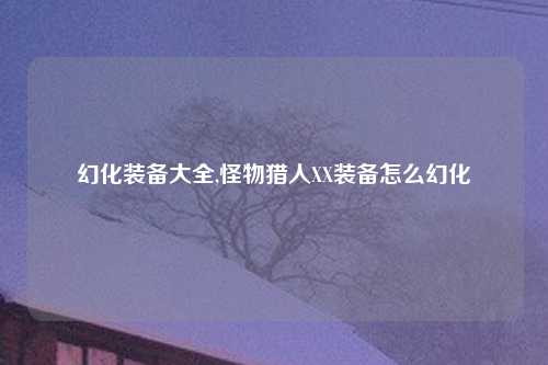 幻化装备大全,怪物猎人XX装备怎么幻化