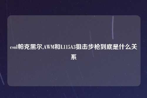 csol帕克黑尔,AWM和L115A3狙击步枪到底是什么关系