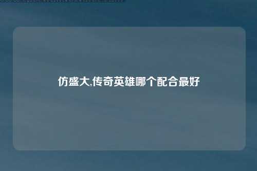 仿盛大,传奇英雄哪个配合最好