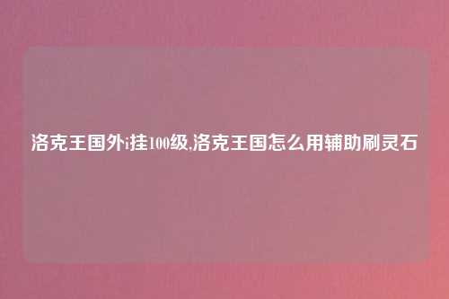 洛克王国外i挂100级,洛克王国怎么用辅助刷灵石