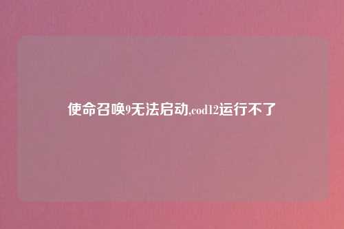 使命召唤9无法启动,cod12运行不了