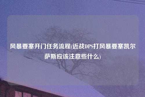 风暴要塞开门任务流程(近战DPS打风暴要塞凯尔萨斯应该注意些什么)