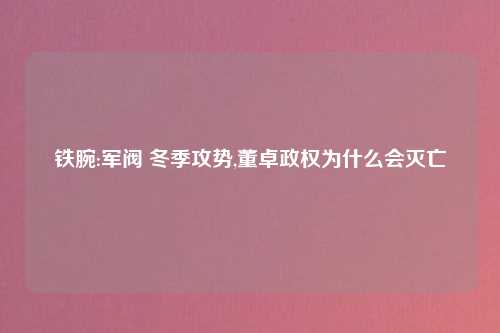 铁腕:军阀 冬季攻势,董卓政权为什么会灭亡