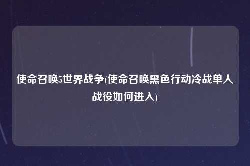 使命召唤5世界战争(使命召唤黑色行动冷战单人战役如何进入)