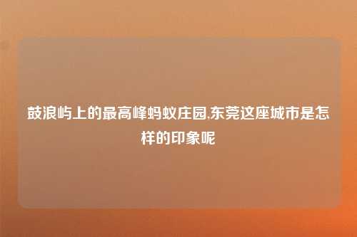 鼓浪屿上的最高峰蚂蚁庄园,东莞这座城市是怎样的印象呢
