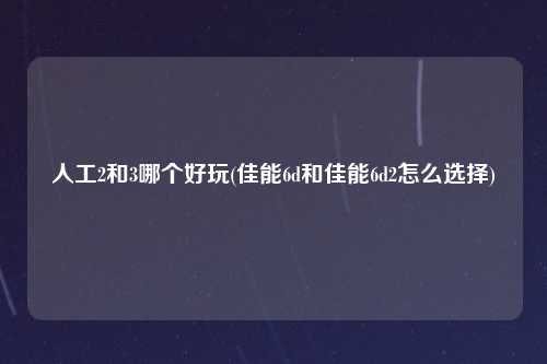 人工2和3哪个好玩(佳能6d和佳能6d2怎么选择)