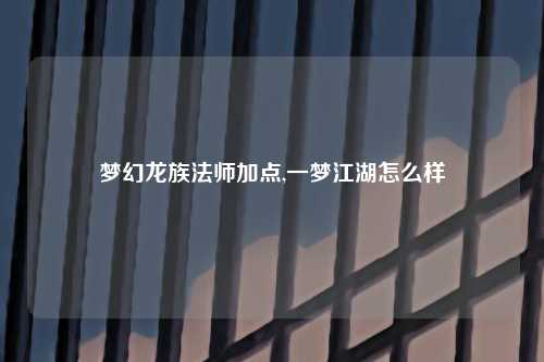 梦幻龙族法师加点,一梦江湖怎么样