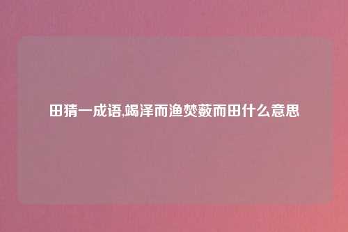 田猜一成语,竭泽而渔焚薮而田什么意思
