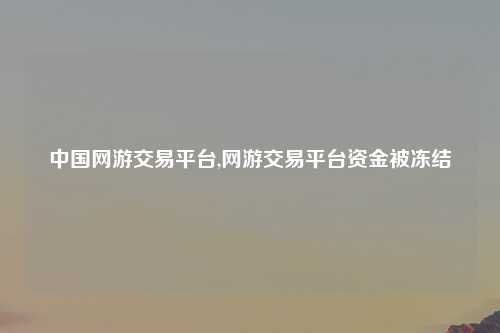 中国网游交易平台,网游交易平台资金被冻结