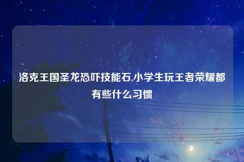 洛克王国圣龙恐吓技能石,小学生玩王者荣耀都有些什么习惯