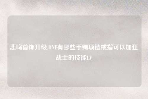 悲鸣首饰升级,DNF有哪些手镯项链戒指可以加狂战士的技能LV