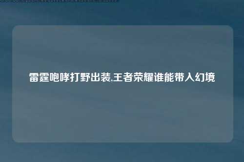 雷霆咆哮打野出装,王者荣耀谁能带入幻境