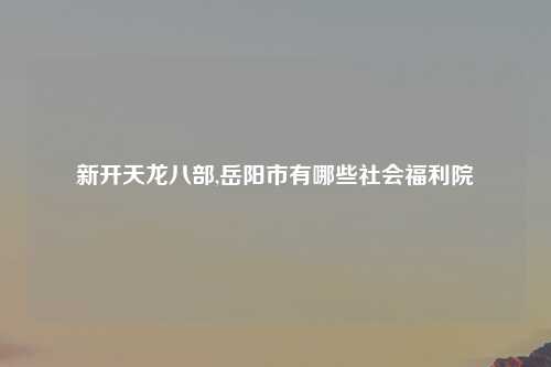 新开天龙八部,岳阳市有哪些社会福利院