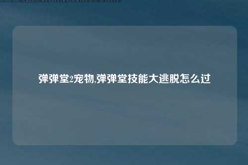 弹弹堂2宠物,弹弹堂技能大逃脱怎么过
