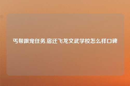 丐帮跟宠任务,宿迁飞龙文武学校怎么样口碑